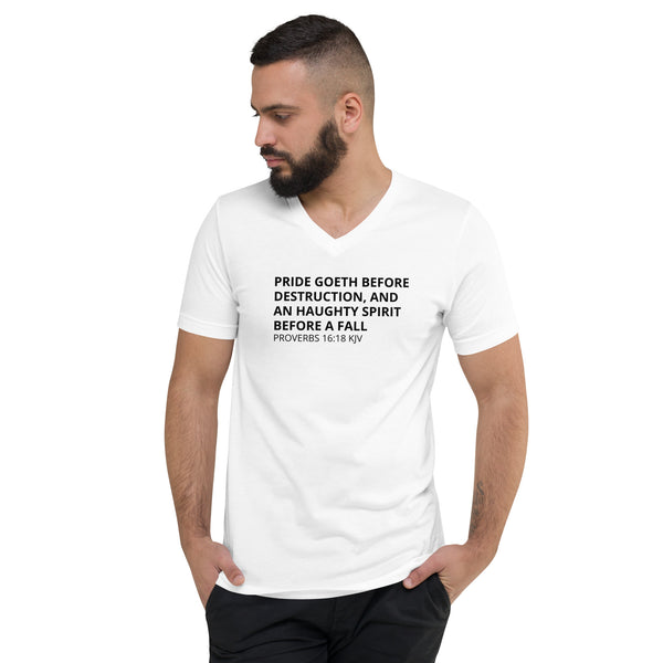 Proverbs-16-18-KJVV-Neck T-Shirt